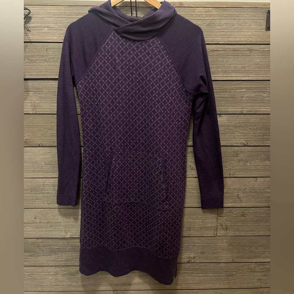 Smartwool Purple Hoodie Sweater Dress with Front Pocket